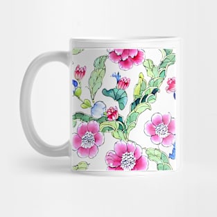 Flowers and leaves seamless porcelain pattern Mug